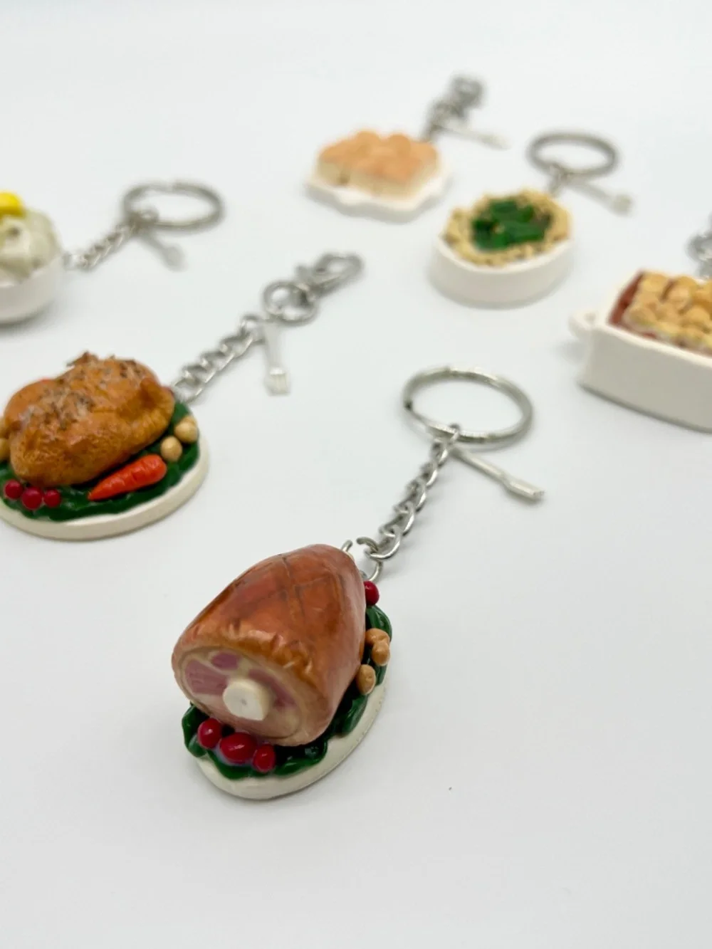 Thanksgiving/Christmas Dinner Food Keychain or Bag Clip | Handmade Holiday Food